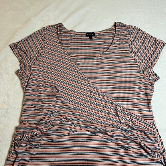 Torrid Striped Ribbed Bodycon Dress Size 3X Scoop Neck Summer Casual Mulitcolor - Picture 6 of 11